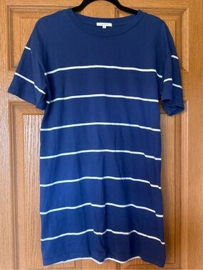 Z Supply Navy Blue and White Striped T-Shirt Dress Size Small